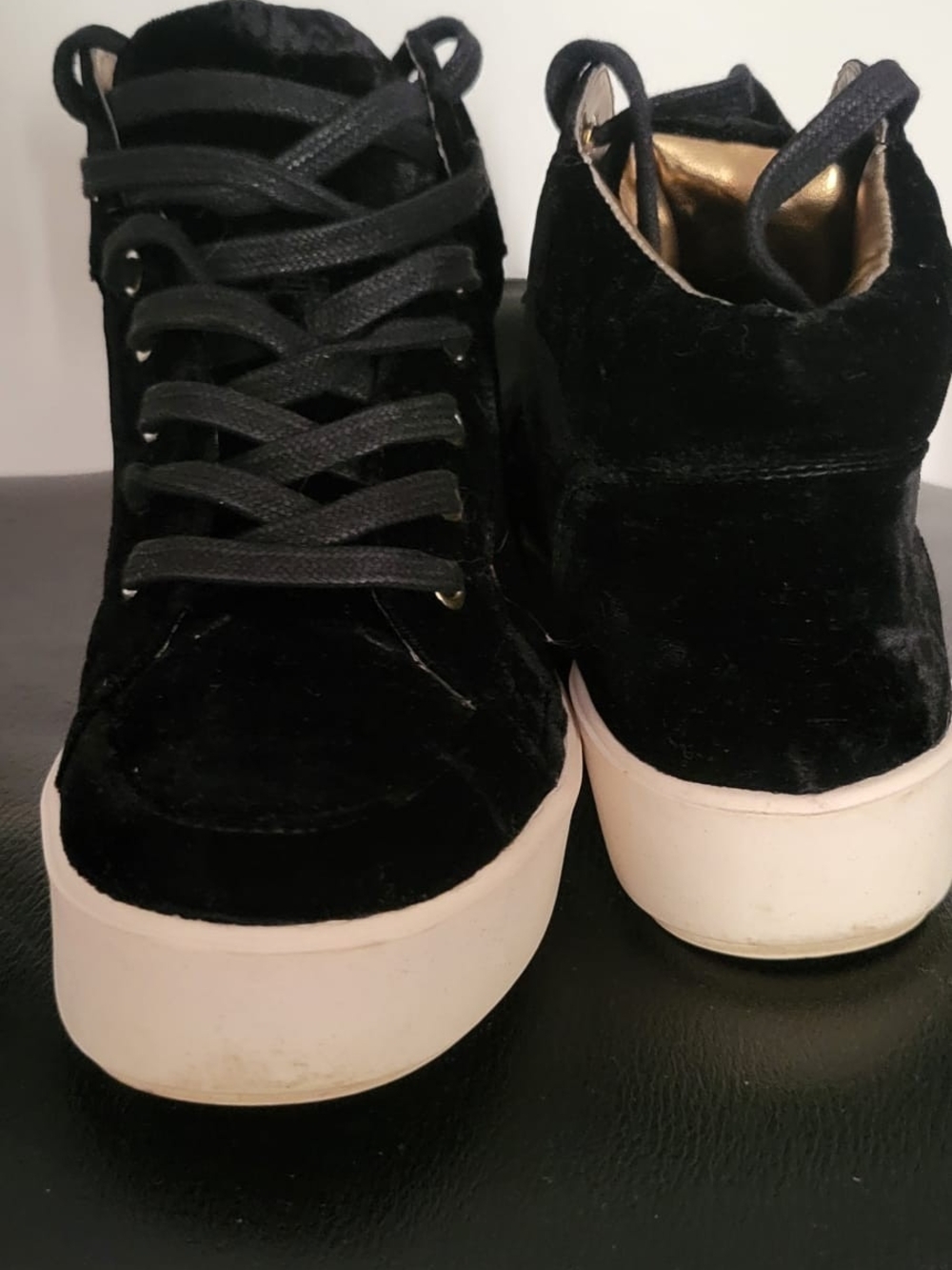 Nine West Black Velvet Platform High-Top Sneakers
